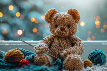 Fototapeta premium Production of soft cute toys created with generative AI image