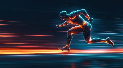 Fototapeta premium Abstract Athlete Running at Incredible Speed