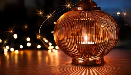 Obraz premium decorative copper lamp with twinkling lights around