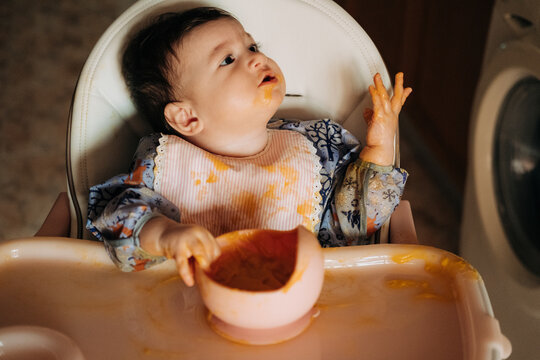 Baby making everything dirty during lunch time