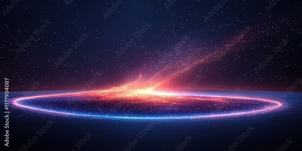 Poster cosmic event with swirling colors and galactic elements against a starry backdrop