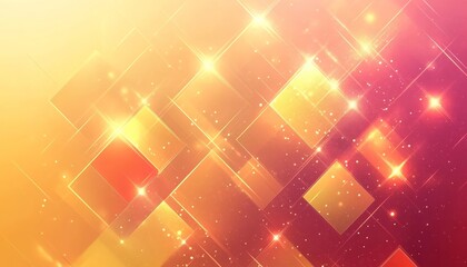 Warm Toned Abstract Background with Geometric . Diamond Pattern and Sparking Glowing Particles .