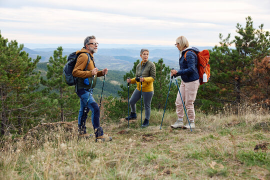 Friends enjoy themselves during their hike