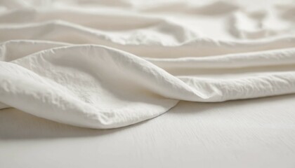 Obraz premium Blank white sheet resting on subtly textured cotton with a soft blur effect