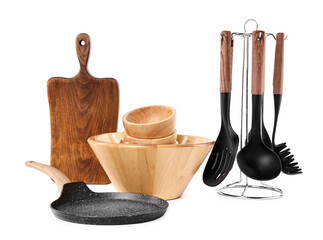 Set of different cooking utensils isolated on white
