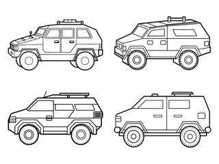 Customizable Armored Vehicle Outline Vector Illustration