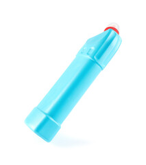 Bottle of cleaning product in air isolated on white