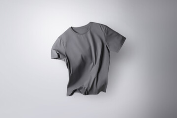 One stylish t-shirt in air on white background