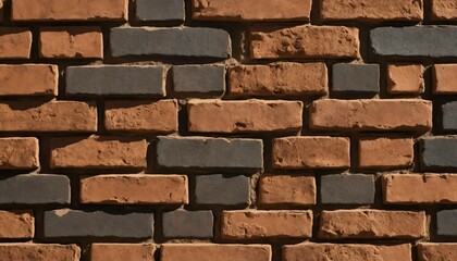 Obraz premium Close-up of rustic sienna bricks with deep shadows and aged surface details