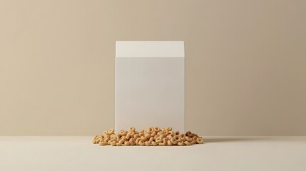 Blank cereal box mockup with spilled cereal.