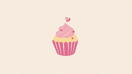 Logo design for a small bakery. Vector cup cake. Feminine logotype template. Premade logo. Sweets, food.