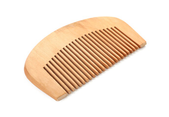 One wooden hair comb isolated on white