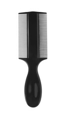 One black double sided comb isolated on white