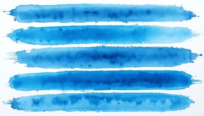 Azure Watercolored Brush Strokes on White