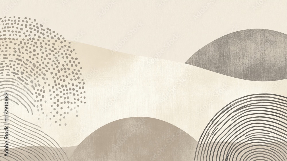Poster abstract design featuring soft shapes and textures in neutral tones.