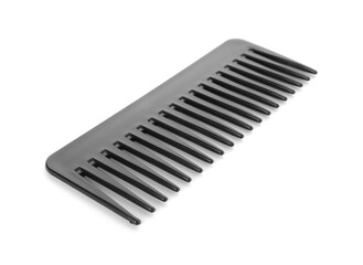 One black plastic comb isolated on white