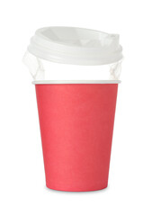 Paper cup with lid on white background. Mockup for design