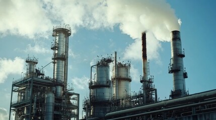 Massive Industrial Complex Against a Clear Sky