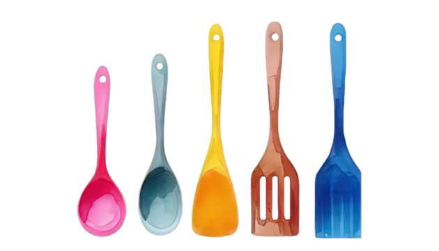 fork and spoon water color isolated on transparent background
