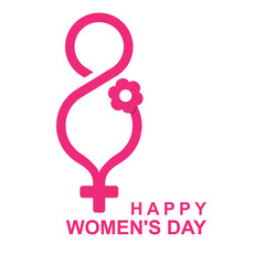 Fototapeta premium infinity 8 and International women's day icon. Minimalistic design for woman gender and pink flower concept. Vector illustration