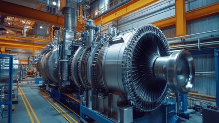 Massive Industrial Turbine in a Modern Factory