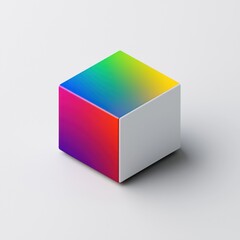 Colorful gradient cube abstract art display digital artwork studio environment close-up view art concept for visual appeal
