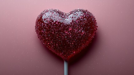 Fototapeta premium Glittery Heart Lollipop on Pink Background.