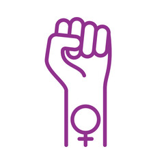 Woman hand or fist and International women's day icon. Minimalistic design for women gender, Girl Power and Empowerment concept. illustration