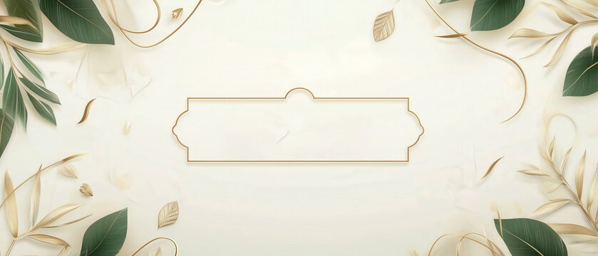 elegant botanical design background with green leaves and decorative elements for invitations or cards