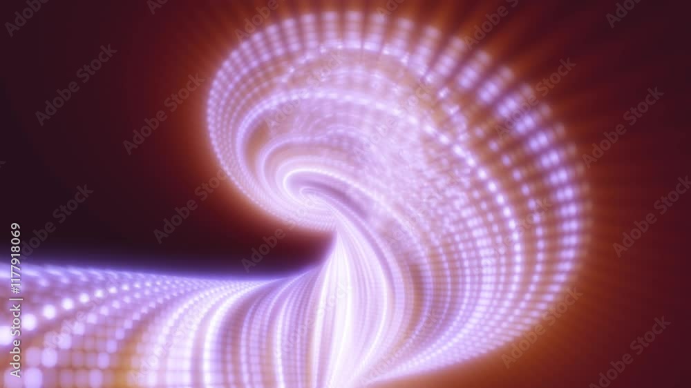 Poster abstract image of a fluid wave pattern in shades of purple with a glowing, dynamic effect, resemblin