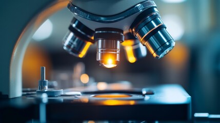 Close-up of a Microscope Lens - Scientific Exploration