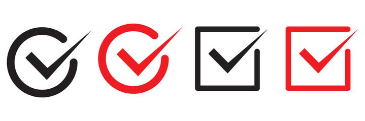 Isolate Check mark vector icon set, Outline Tick button symbol,  Testing symbol, Choice, Check list graphic elements, Approve, Confirm icons for business and Testing (Editable)