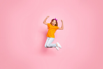 Full length body size view of her she nice attractive lovely carefree ecstatic cheerful cheery...