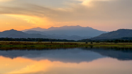 sunset over the lake
