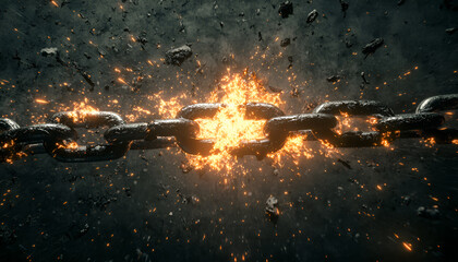 Naklejka premium Broken Chain - Freedom And Separation Concept