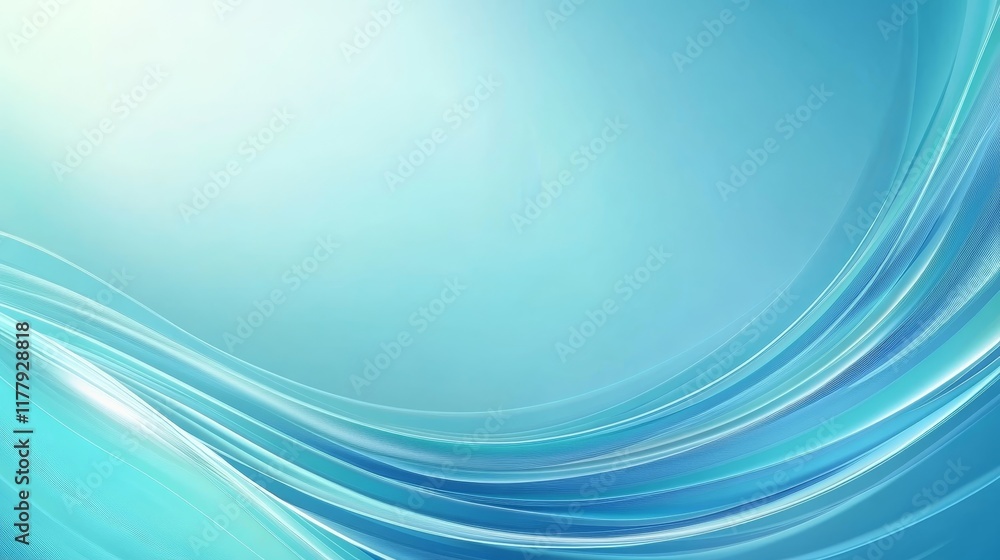 Poster abstract blue waves creating a serene and calming background.