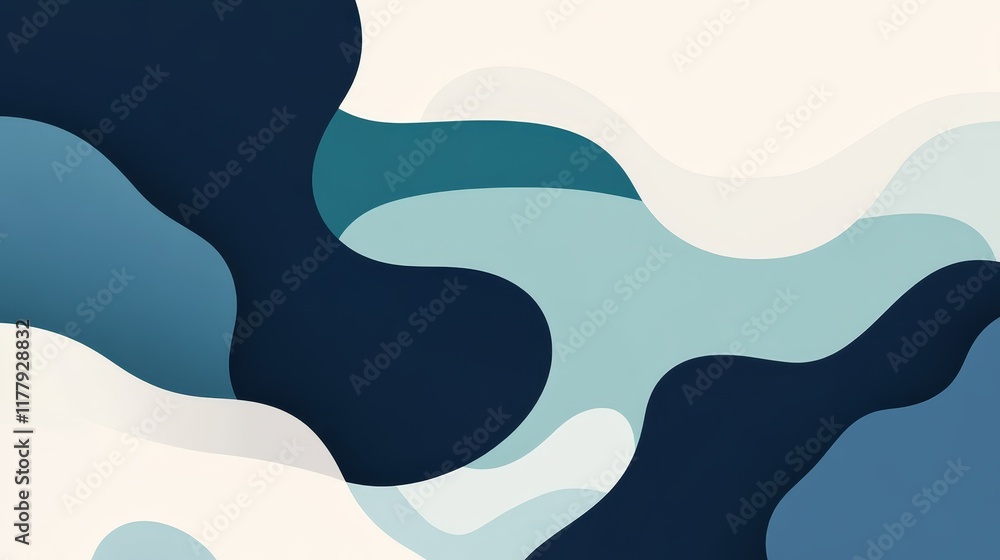 Poster abstract design featuring flowing shapes and soft colors, evoking calmness and creativity.