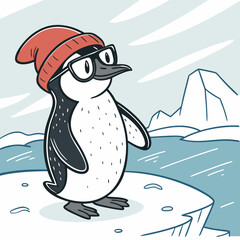 Penguin with hat and glasses