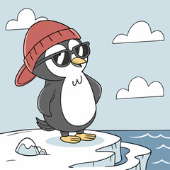 Penguin with hat and glasses