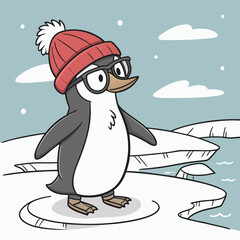Penguin with hat and glasses