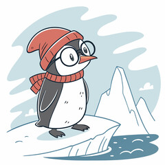 Penguin with hat and glasses