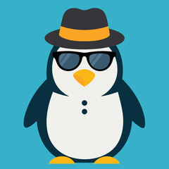 Penguin with hat and sunglasses