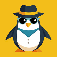 Penguin with hat and sunglasses