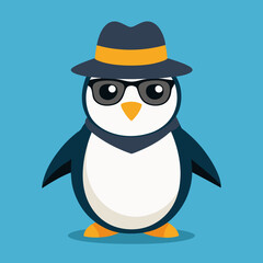 Penguin with hat and sunglasses