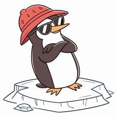 Penguin with hat and sunglasses