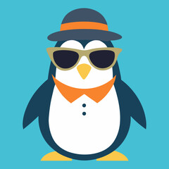 Penguin with hat and sunglasses