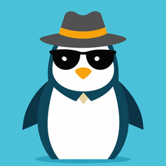 Penguin with hat and sunglasses