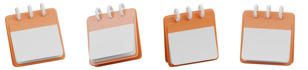 set of calendar icon isolated transparent background. 3d rendering. 