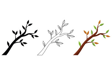 tree branch color, line art, and silhouette