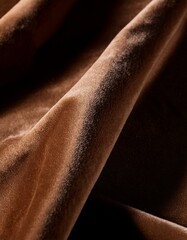Fototapeta premium Luxurious brown velvet fabric, soft and rich texture.